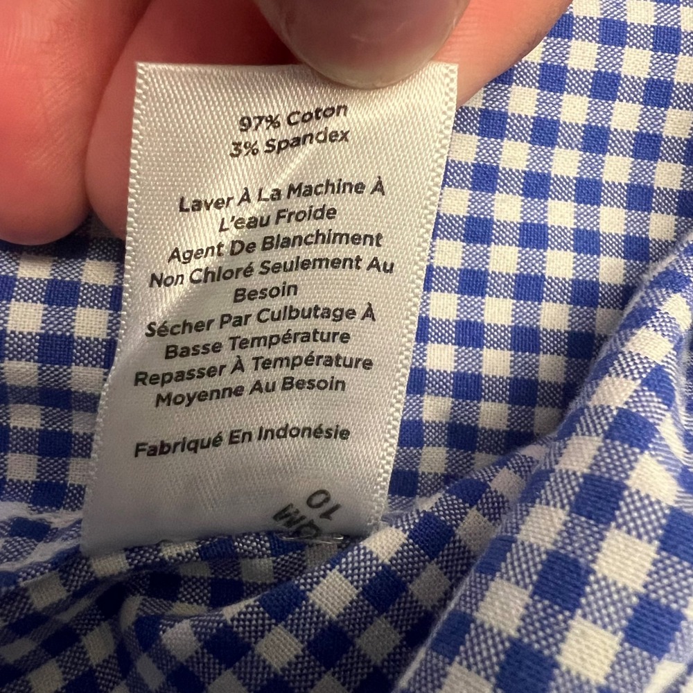 Talbots Petite Blue Gingham Shacket Button Front … - image 3